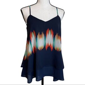 Collective Concepts Layered Adjustable‎ Strap Flame Print Cami - Small